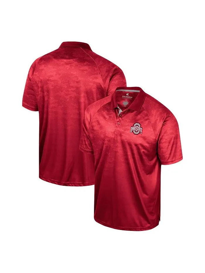 Мужская рубашка-поло реглан Scarlet Ohio State Buckeyes Honeycomb Colosseum — изображение 1 из 3, алый