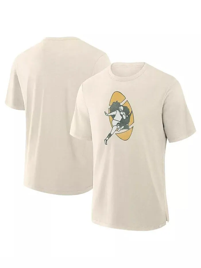 Мужская кремовая футболка Green Bay Packers Slub Fanatics — изображение 1 из 3