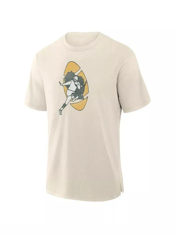 Мужская кремовая футболка Green Bay Packers Slub Fanatics — изображение 2 из 3