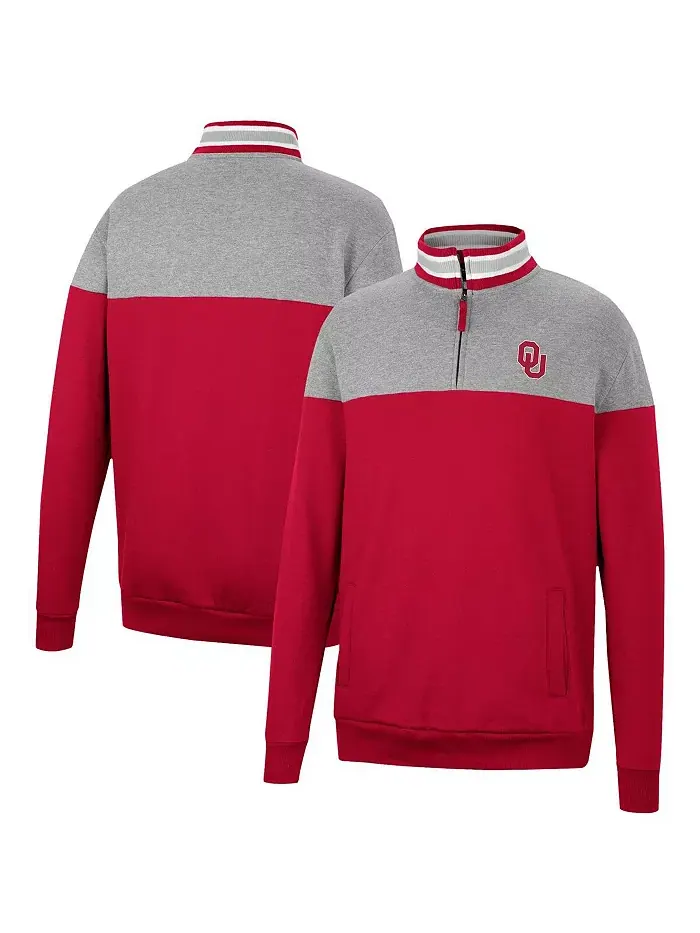 Мужская толстовка с четверть-молнией Oklahoma Sooners Be the Ball в сером меланжевом цвете с — изображение 1 из 3