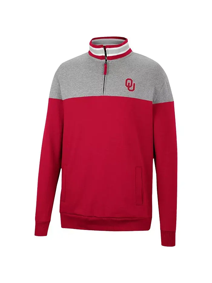 Мужская толстовка с четверть-молнией Oklahoma Sooners Be the Ball в сером меланжевом цвете с — изображение 2 из 3