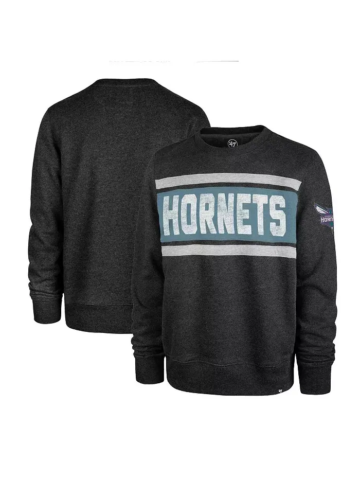 Мужская толстовка с капюшоном Heather Black Charlotte Hornets Tribeca Emerson '47 Brand