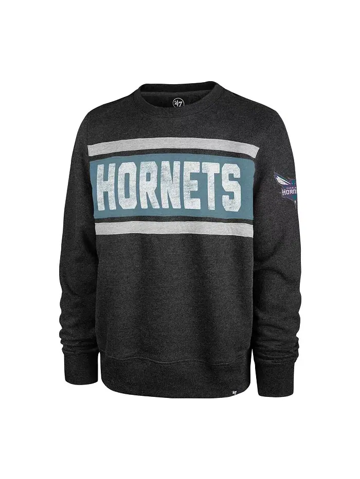 Мужская толстовка с капюшоном Heather Black Charlotte Hornets Tribeca Emerson '47 Brand — изображение 2 из 2