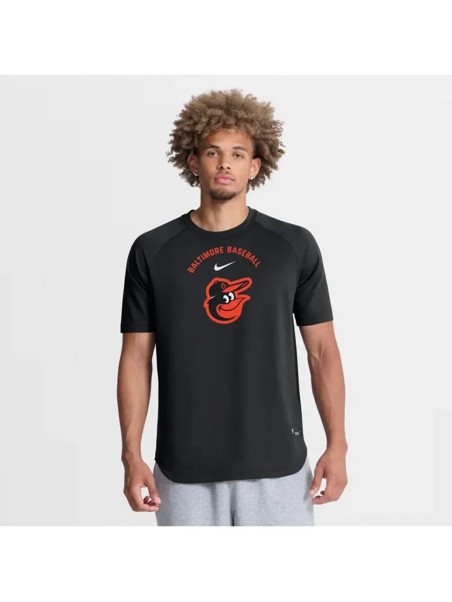 Мужская футболка с регланом и принтом Baltimore Orioles Nike — изображение 1 из 4, черный
