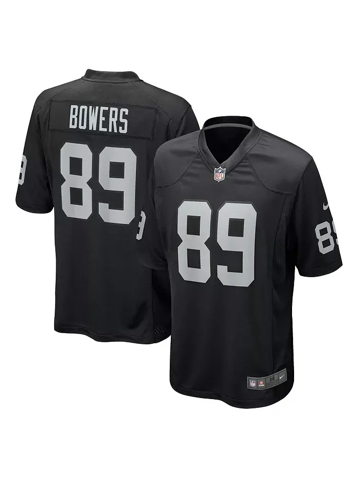 Мужская игровая футболка Brock Bowers черная Las Vegas Raiders Nike — изображение 1 из 5
