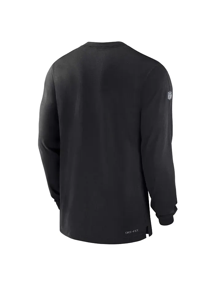 Мужская черная футболка с длинным рукавом New York Jets 2023 Sideline Performance Nike — изображение 2 из 3