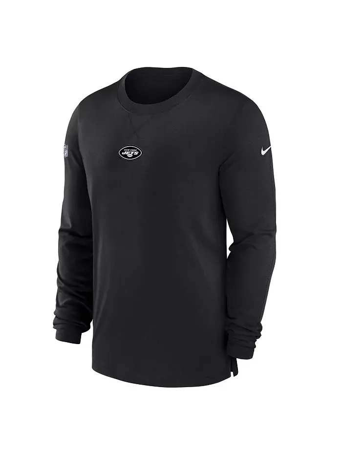 Мужская черная футболка с длинным рукавом New York Jets 2023 Sideline Performance Nike — изображение 3 из 3