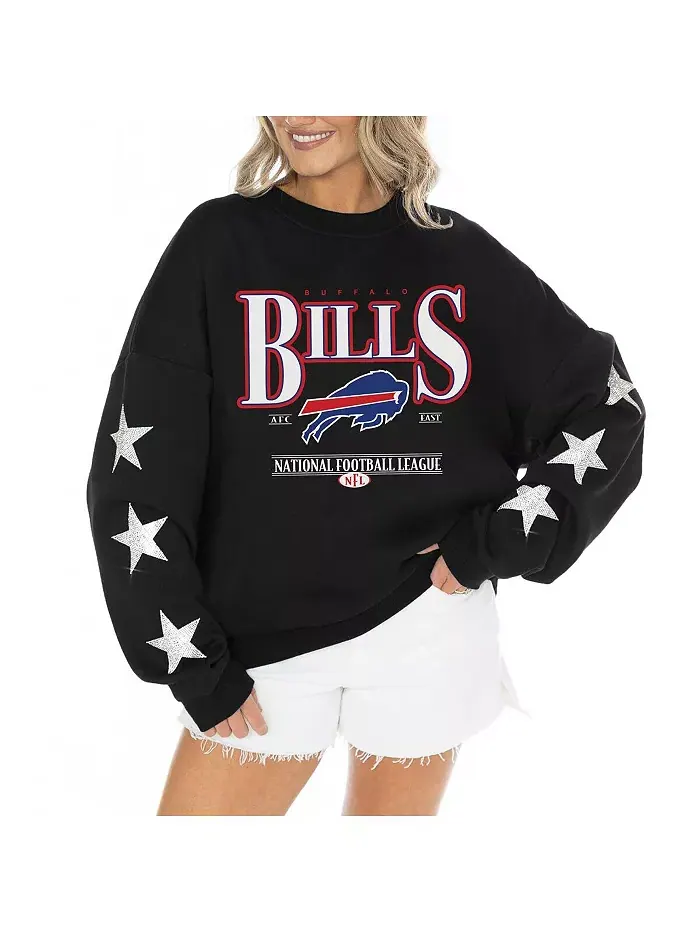 Женский черный свитер Buffalo Bills со стразами и рукавами в форме звезды Settle the Score из — изображение 1 из 3