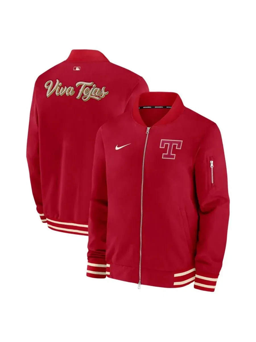Мужская куртка-бомбер Nike Texas Rangers 2026 City Connect — изображение 1 из 3, красный
