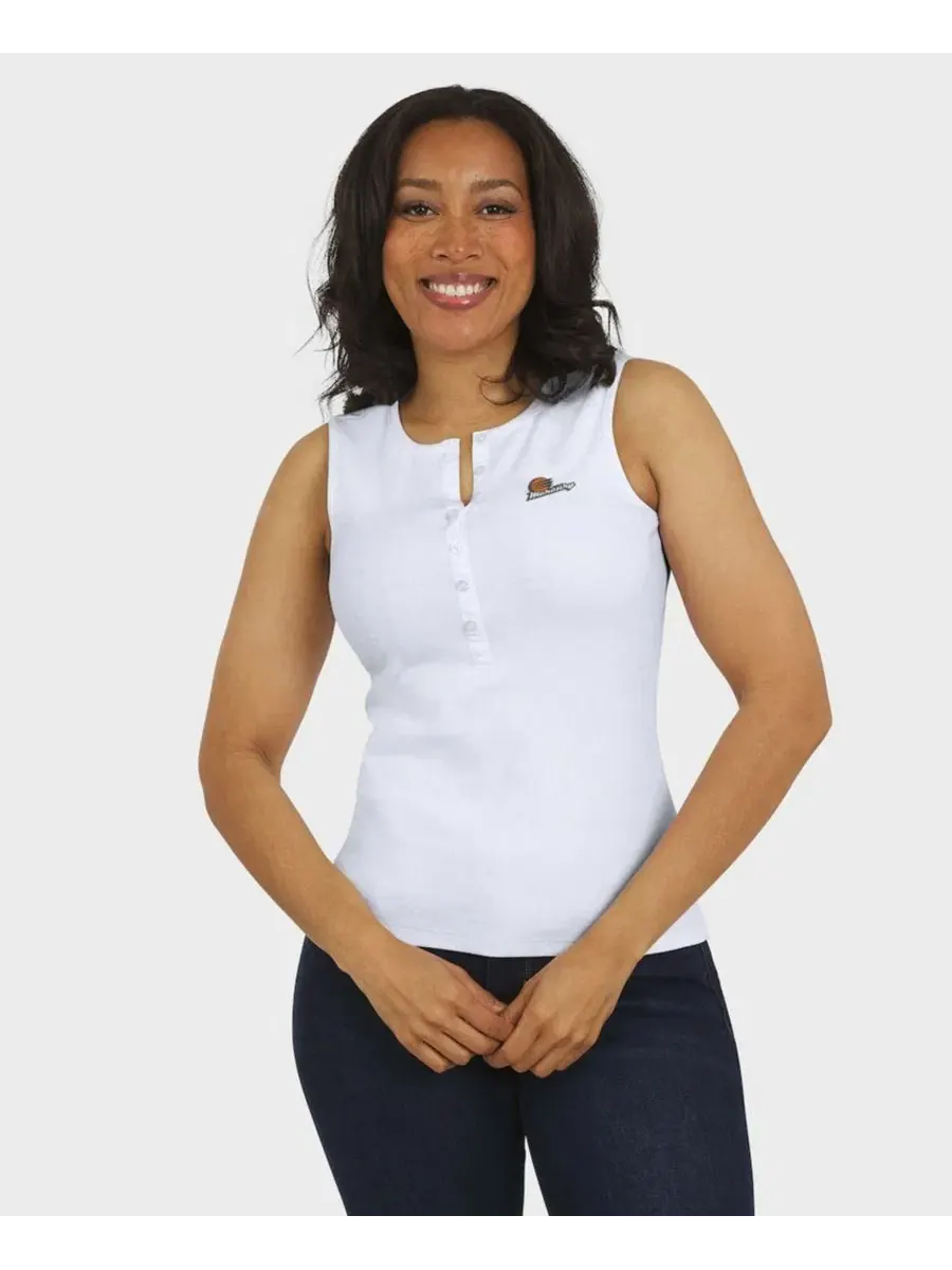 Женский топ-майка с воротником-поло Rib-Knit Henley Tank Top WEAR by Erin Andrews — изображение 4 из 5, белый