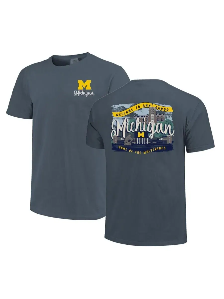 Футболка с принтом Michigan Wolverines — изображение 1 из 3, темно-синий