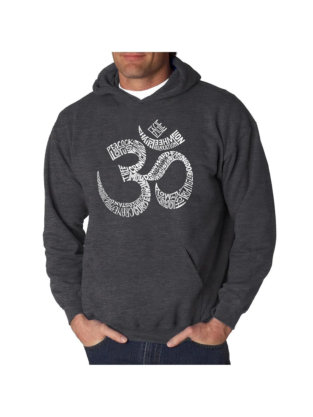 Мужская толстовка с капюшоном word art - poses om LA Pop Art — изображение 1 из 2, темный серый