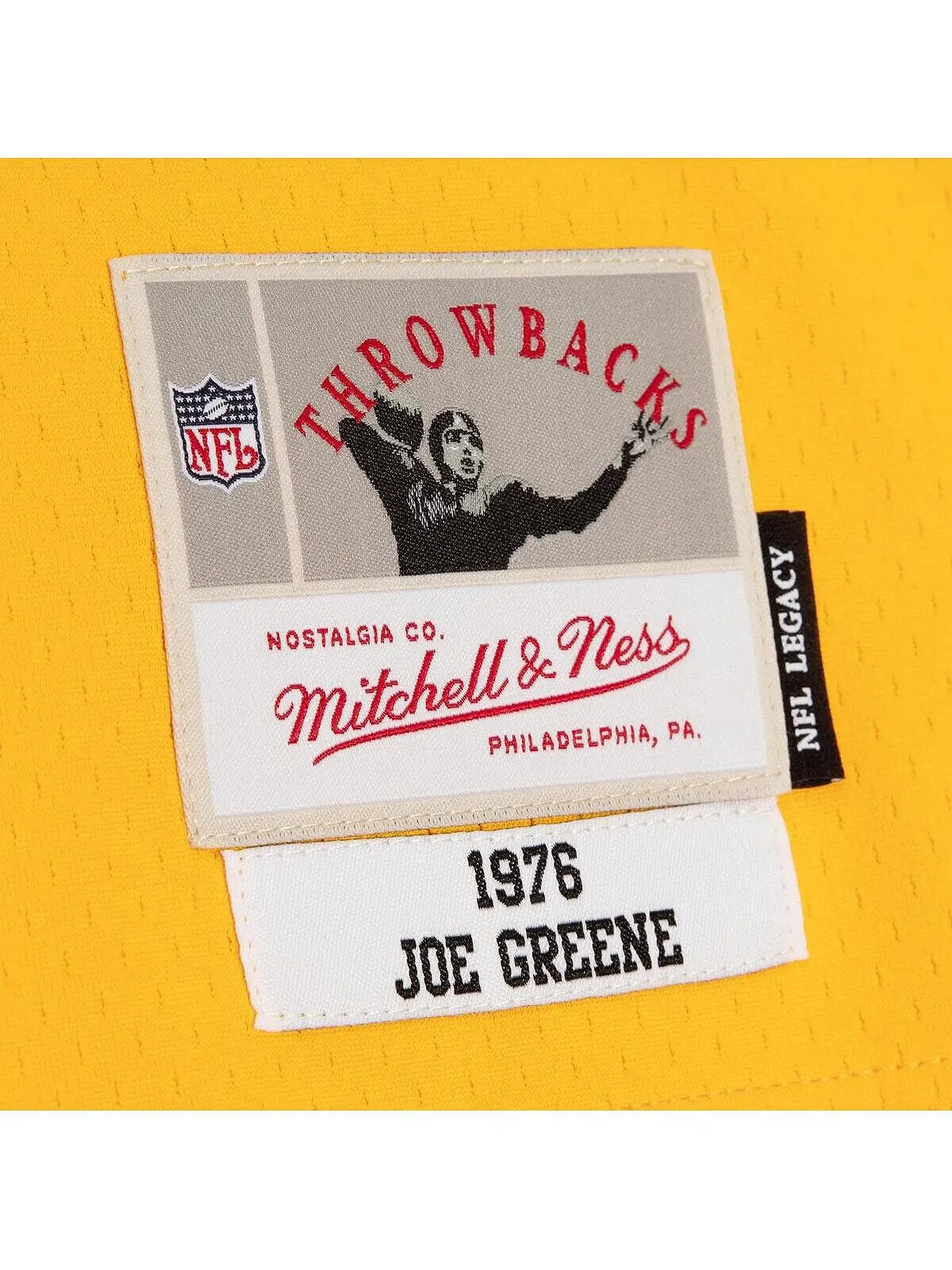 Мужская футболка joe greene black, gold pittsburgh steelers 1976 split legacy, копия джерси — изображение 2 из 4