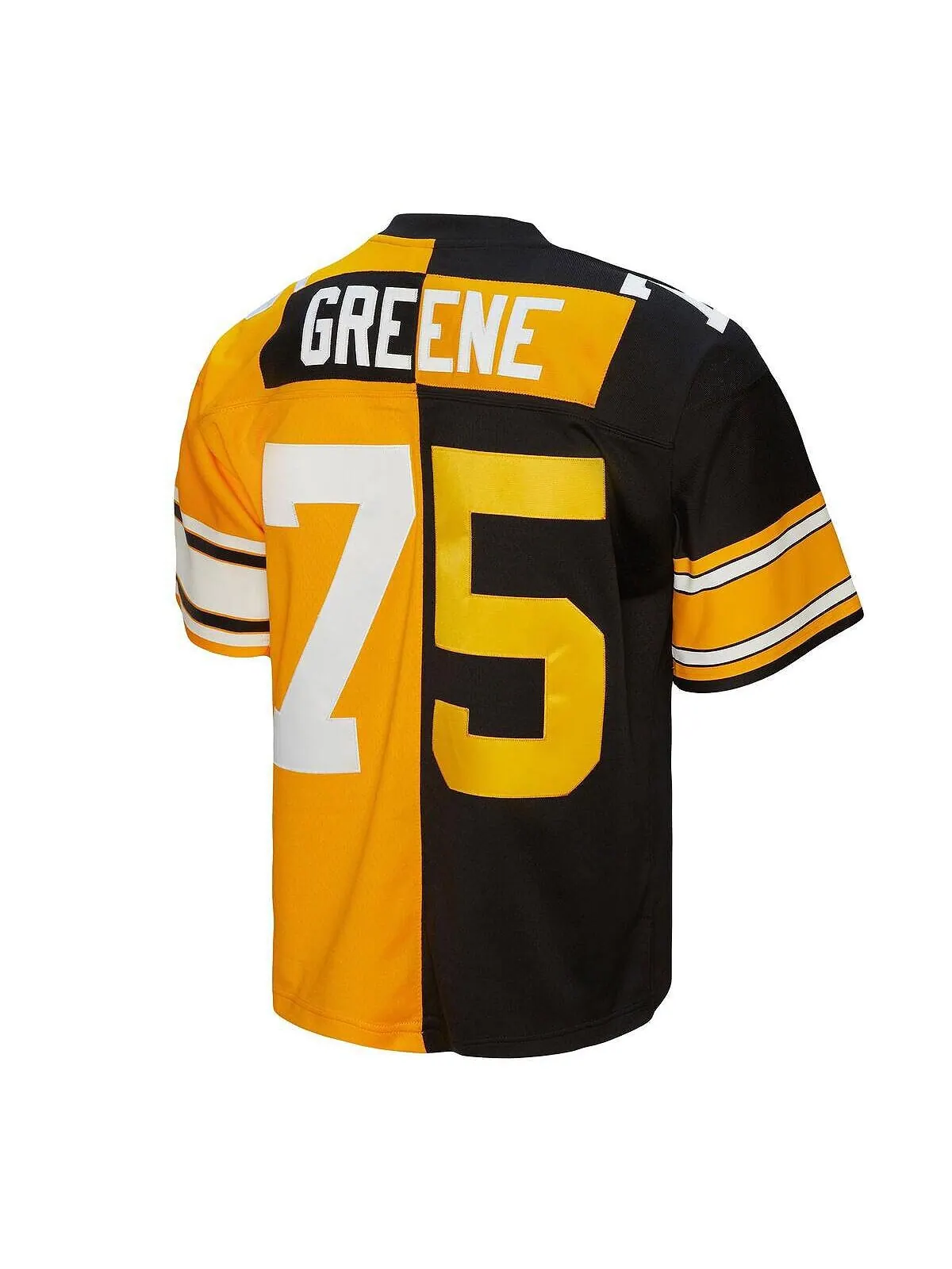 Мужская футболка joe greene black, gold pittsburgh steelers 1976 split legacy, копия джерси — изображение 3 из 4