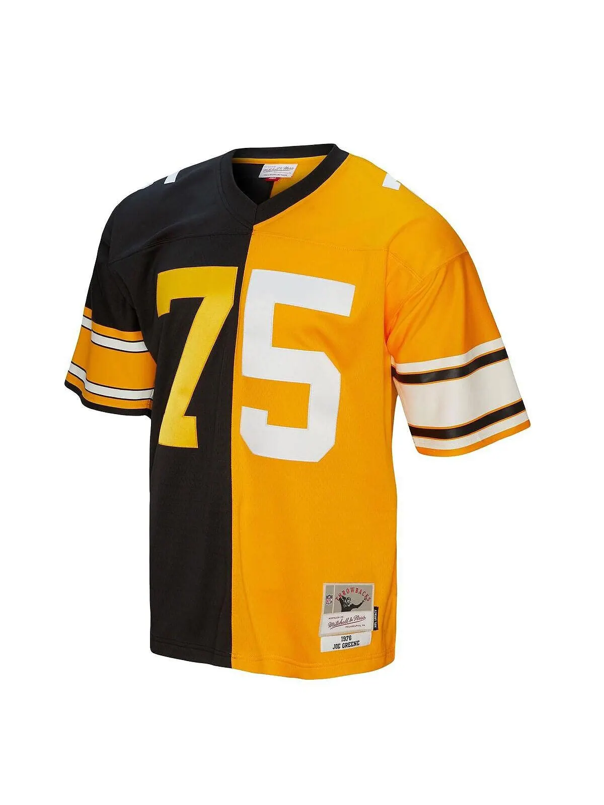 Мужская футболка joe greene black, gold pittsburgh steelers 1976 split legacy, копия джерси — изображение 4 из 4