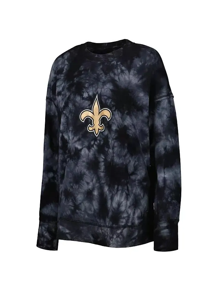 Женская черная толстовка-пуловер New Orleans Saints Bailey Tie-Dye Tri-Blend MSX by Michael Strahan — изображение 3 из 3