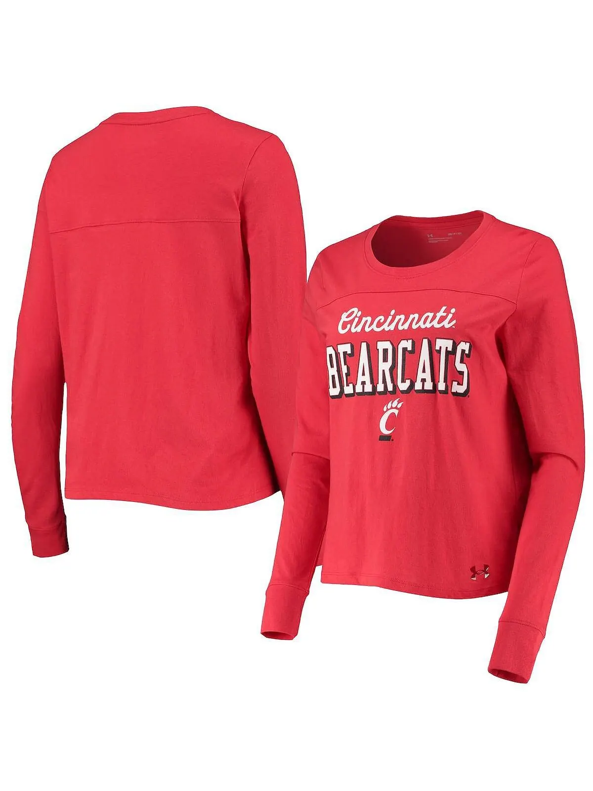 Красная женская футболка Cincinnati Bearcats Cincy с длинным рукавом Under Armour