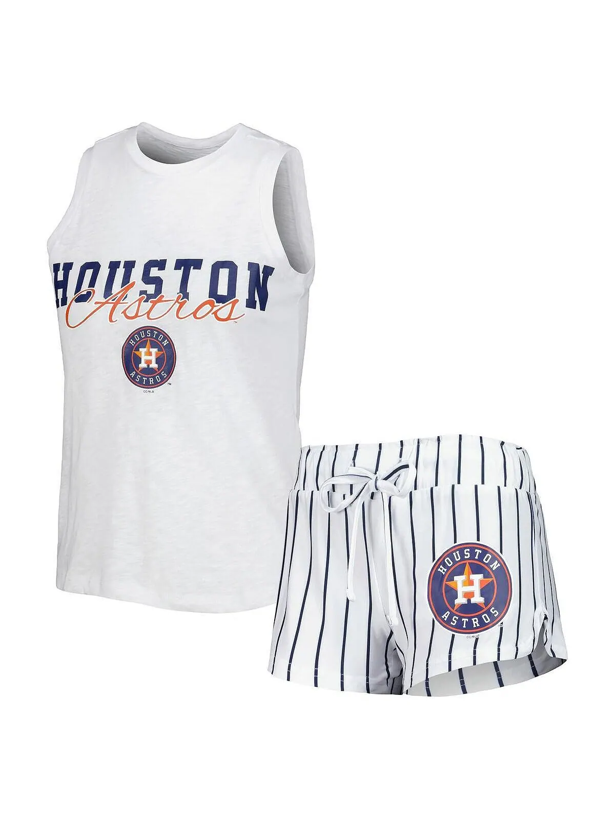 Женский белый комплект для сна с майкой и шортами в тонкую полоску Houston Astros Reel Concepts — изображение 1 из 4