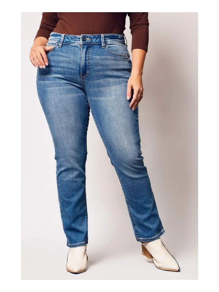 Джинсы больших размеров с высокой посадкой и прямым кроем SLINK Jeans, Sutton — изображение 1 из 2