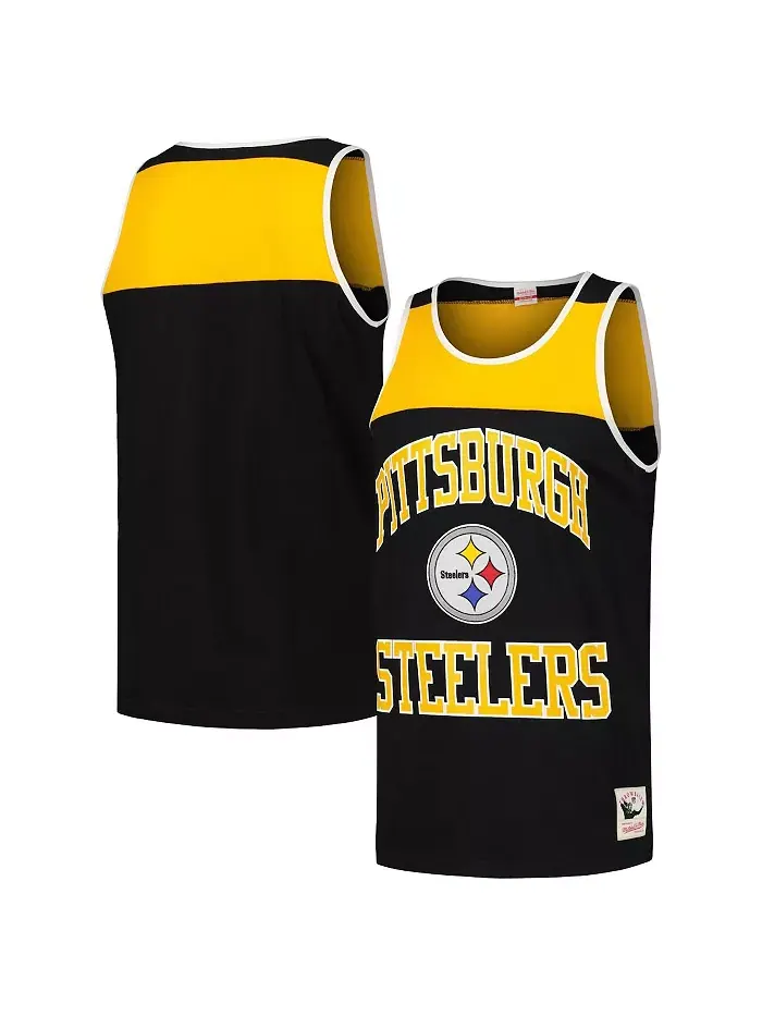 Мужская черно-золотая майка Pittsburgh Steelers Heritage с цветными блоками Mitchell & Ness — изображение 1 из 2