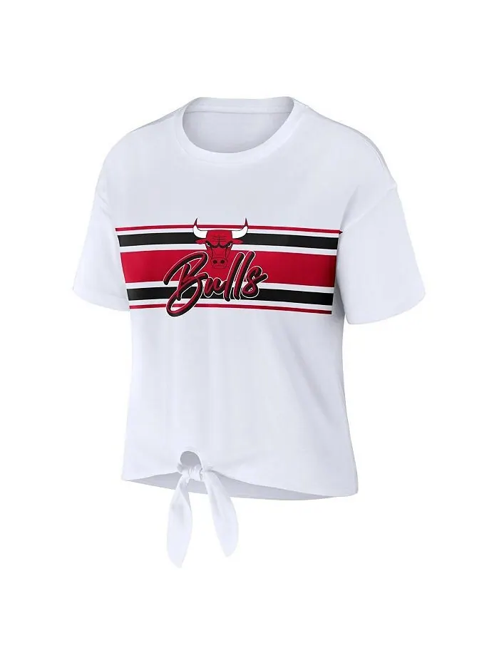 Женская белая футболка Chicago Bulls с завязкой спереди WEAR by Erin Andrews — изображение 2 из 3, белый