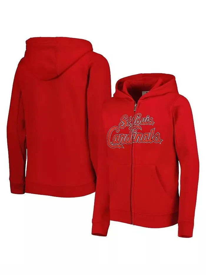 Красная флисовая толстовка с молнией во всю длину и надписью Big Boys and Girls St. Louis Cardinals — изображение 1 из 2