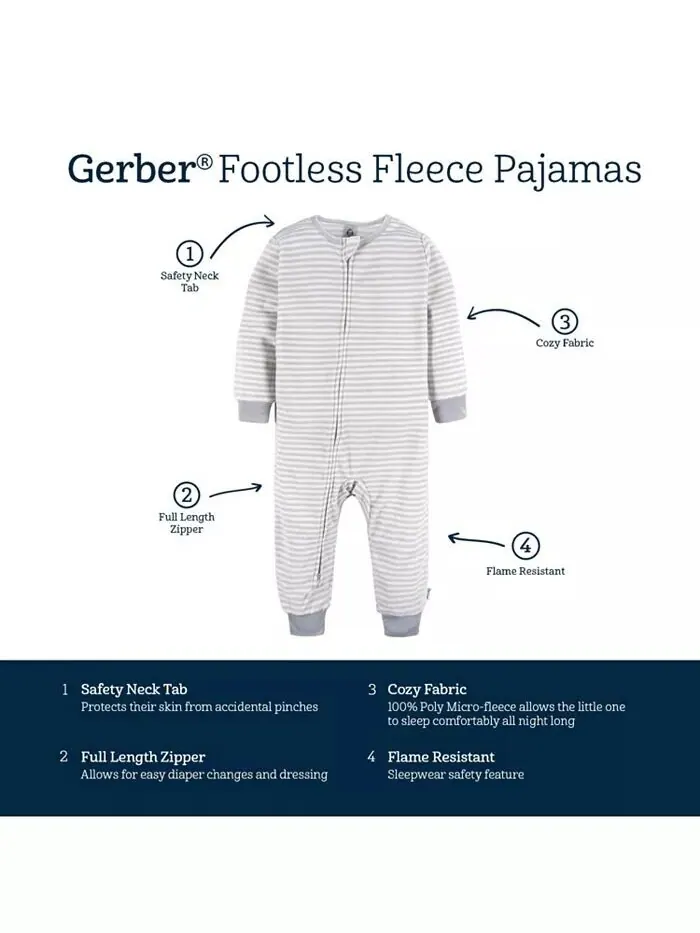 Флисовые пижамы без ног для мальчиков, 3 шт Gerber — изображение 6 из 8