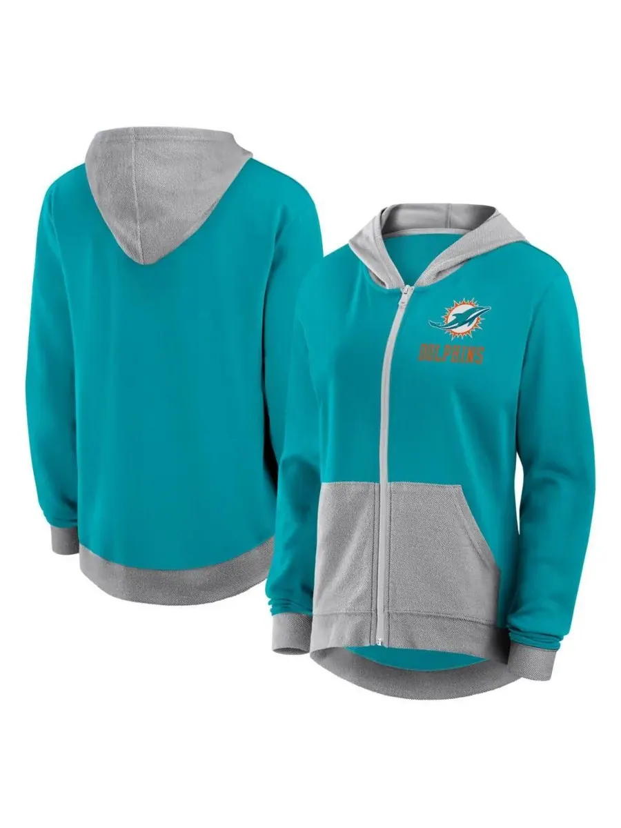 Женская толстовка Aqua Miami Dolphins Hit It на молнии Fanatics — изображение 1 из 3, голубой