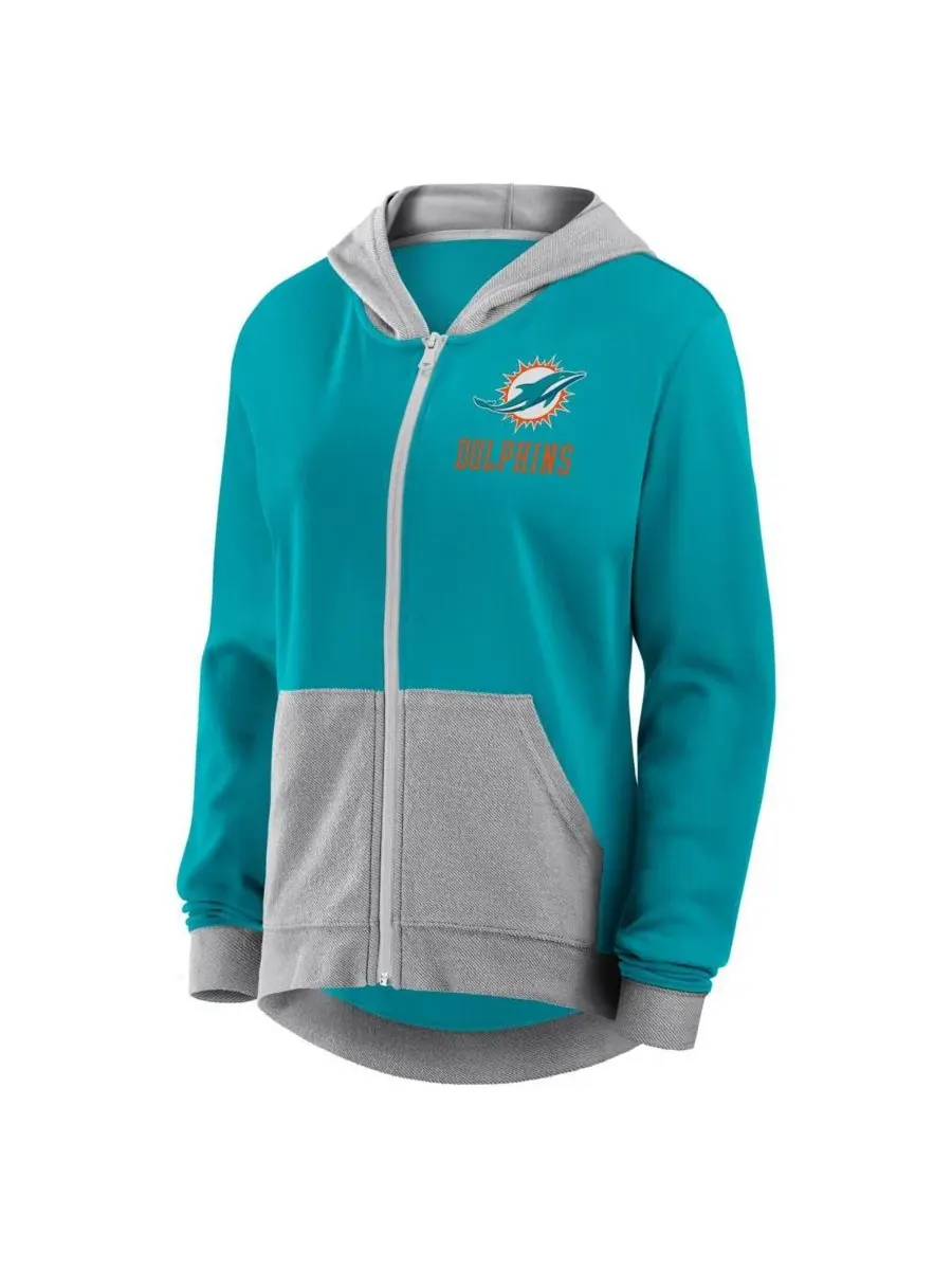 Женская толстовка Aqua Miami Dolphins Hit It на молнии Fanatics — изображение 3 из 3, голубой