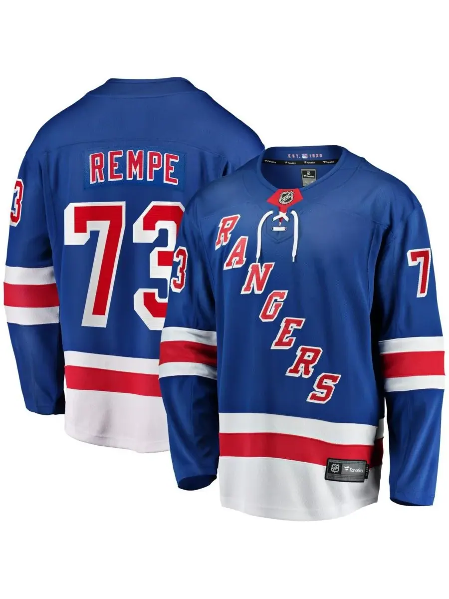 Fanatics Мужская синяя домашняя футболка New York Rangers с отрывным механизмом от ворот — изображение 1 из 3, синий