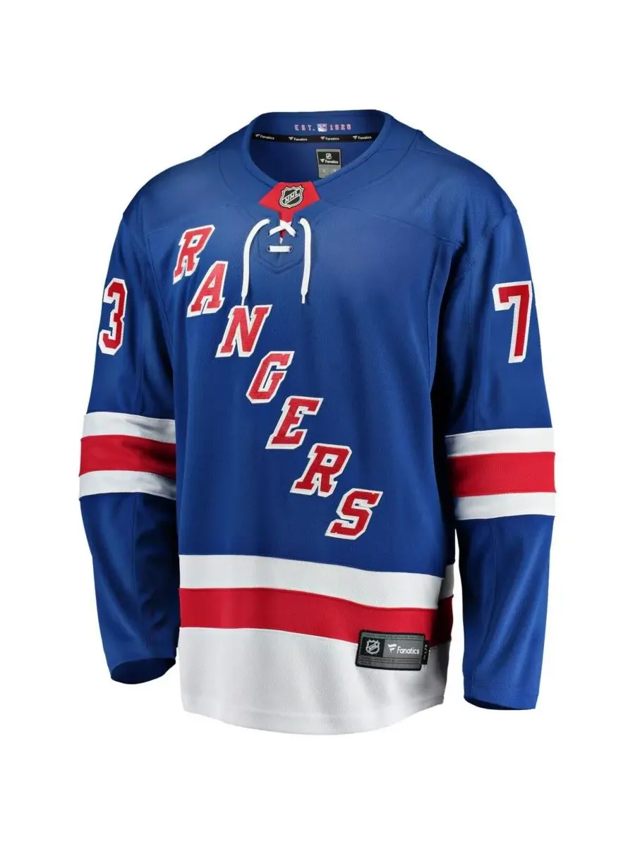 Fanatics Мужская синяя домашняя футболка New York Rangers с отрывным механизмом от ворот — изображение 3 из 3, синий