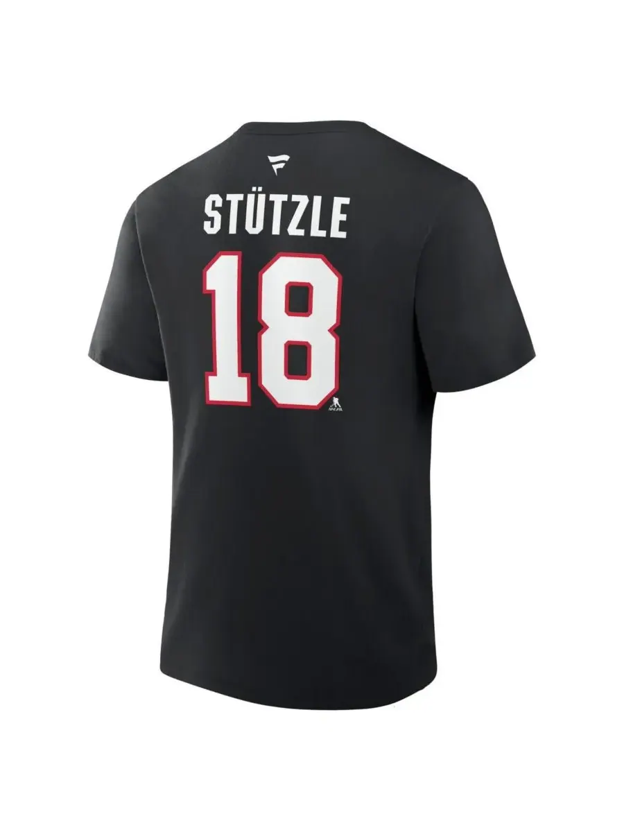 Fanatics Мужская черная футболка Tim Stutzle Ottawa Senators Authentic Stack с именем и номером — изображение 2 из 2, черный