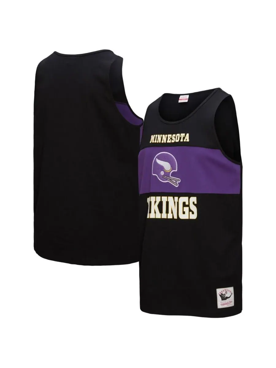 Mitchell & Ness Мужская черная майка Minnesota Vikings в стиле ретро с цветными блоками — изображение 1 из 3, черный