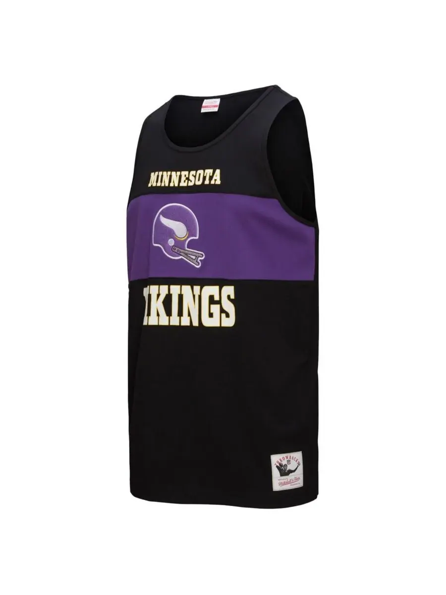 Mitchell & Ness Мужская черная майка Minnesota Vikings в стиле ретро с цветными блоками — изображение 2 из 3, черный