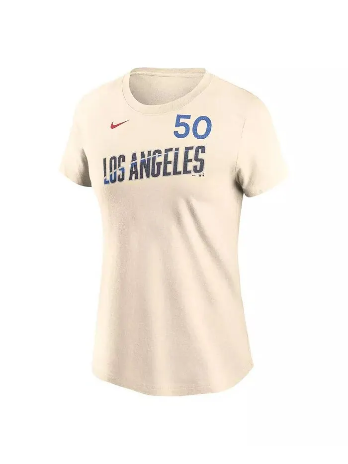 Женская футболка Mookie Betts Cream Los Angeles Dodgers 2024 City Connect Fuse с именем и номером — изображение 2 из 3
