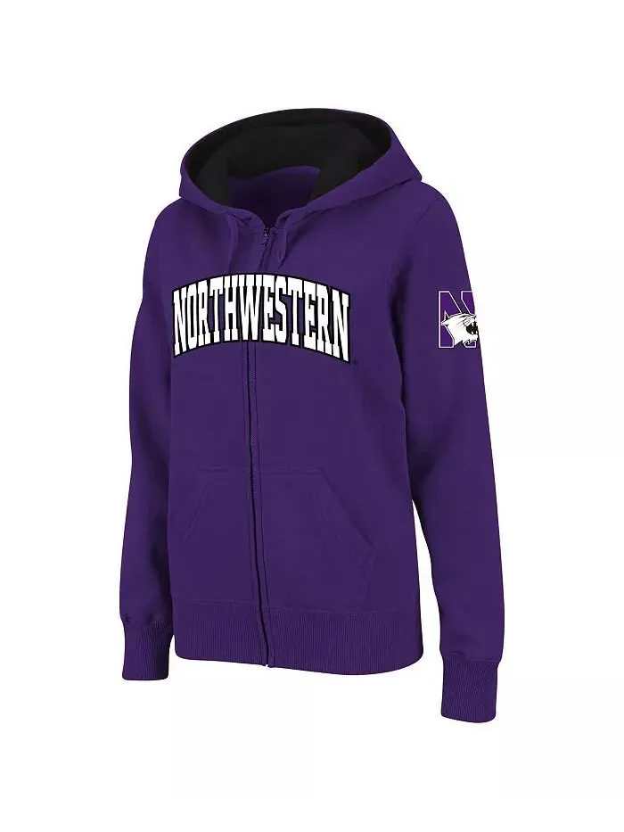 Женская фиолетовая толстовка с капюшоном и молнией Northwestern Wildcats с арочным названием — изображение 1 из 3