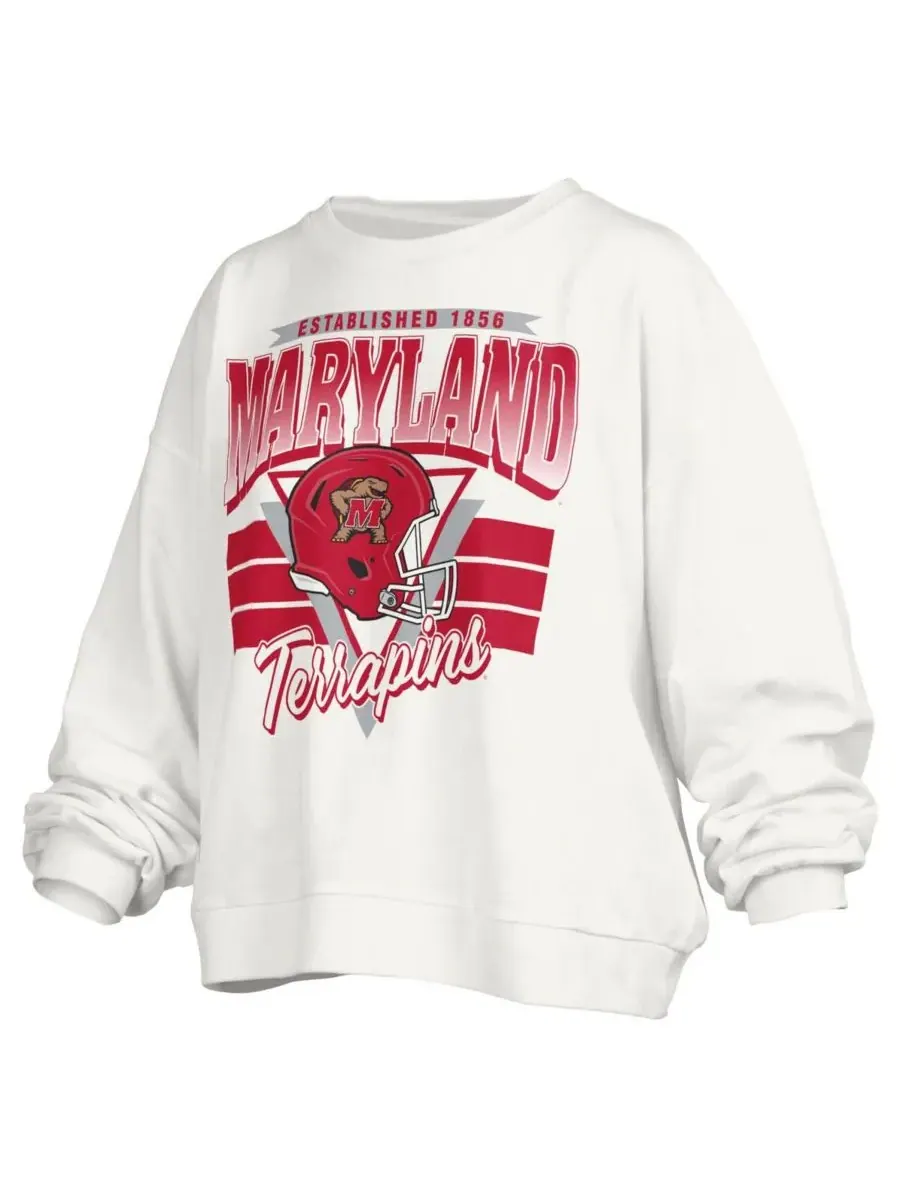 Pressbox Женская белая толстовка-пуловер оверсайз с ретро-логотипом Maryland Terrapins Janice — изображение 2 из 3, белый