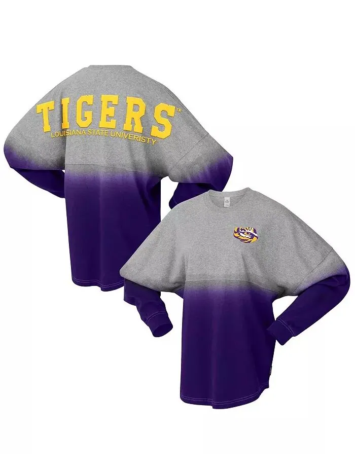 Мужская и женская фиолетовая/серая футболка LSU Tigers Ombre с длинным рукавом Spirit Jersey — изображение 1 из 3
