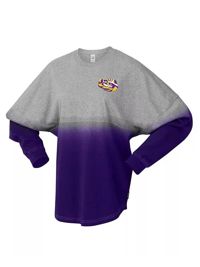 Мужская и женская фиолетовая/серая футболка LSU Tigers Ombre с длинным рукавом Spirit Jersey — изображение 3 из 3