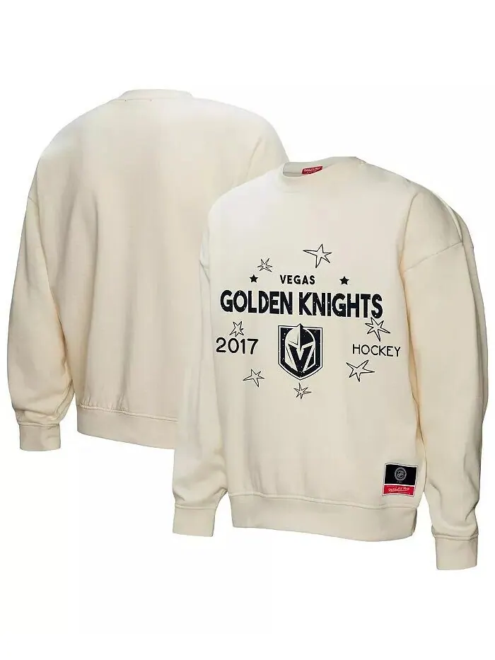 Женская кремовая толстовка Vegas Golden Knights Logo 3.0 с пуловером Mitchell & Ness — изображение 1 из 3