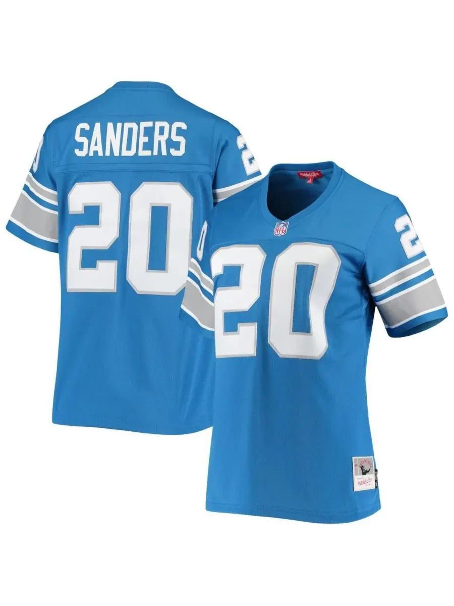 Mitchell & Ness Женская синяя реплика майки Барри Сандерса из команды Detroit Lions образца 1996 — изображение 1 из 3, синий
