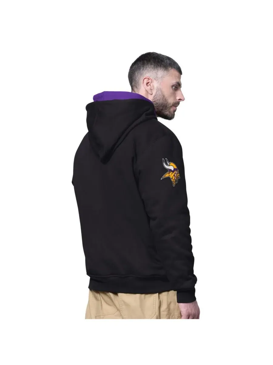 Starter Мужская черная толстовка на молнии с двойной спинкой Minnesota Vikings Big Shot — изображение 2 из 2, черный