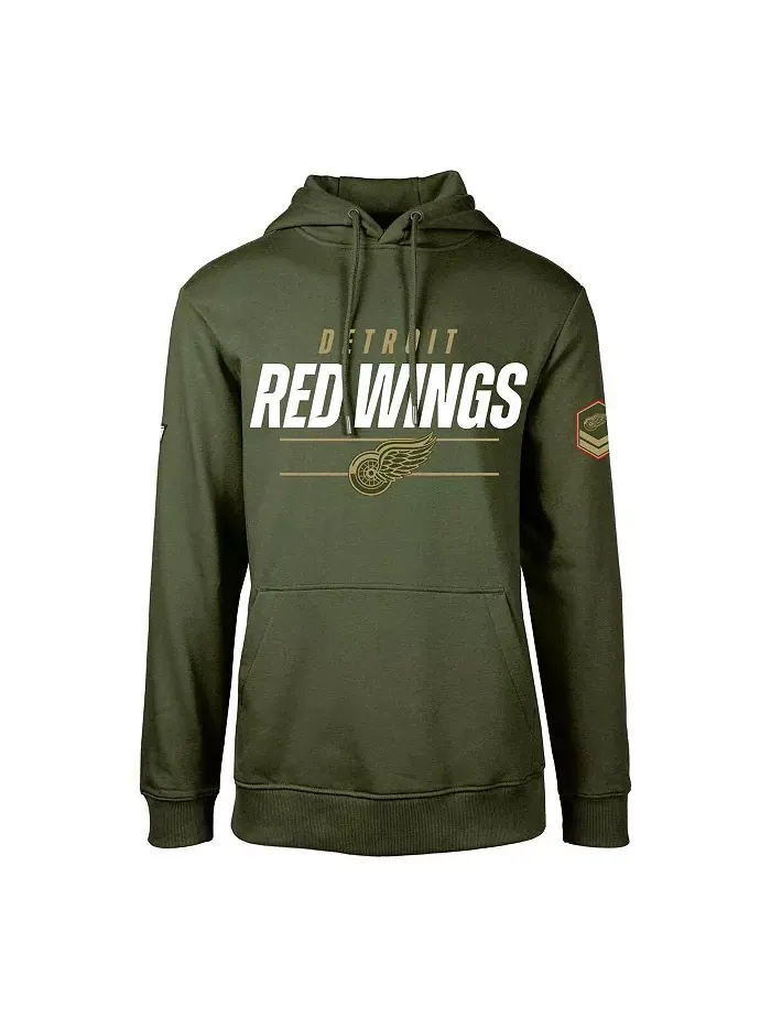 Мужская оливковая толстовка с капюшоном Detroit Red Wings Podium Fleece LevelWear — изображение 1 из 1