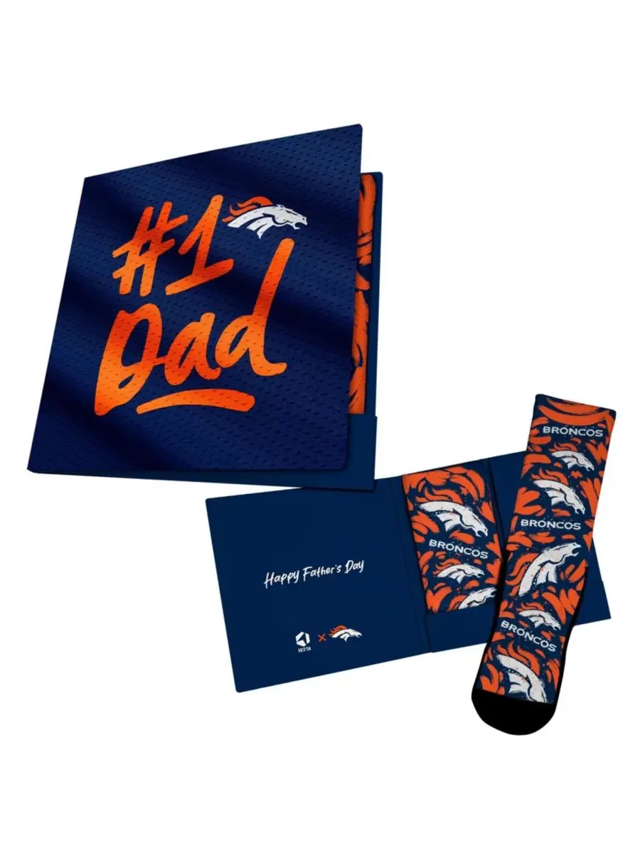 Носки с подарком #1 Dad Gift Card, Denver Broncos Rock Em Socks — синий