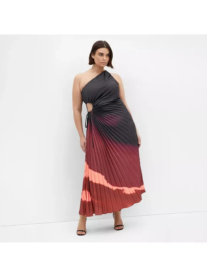 Платье макси с плиссировкой Aliza Print для полных CITY CHIC