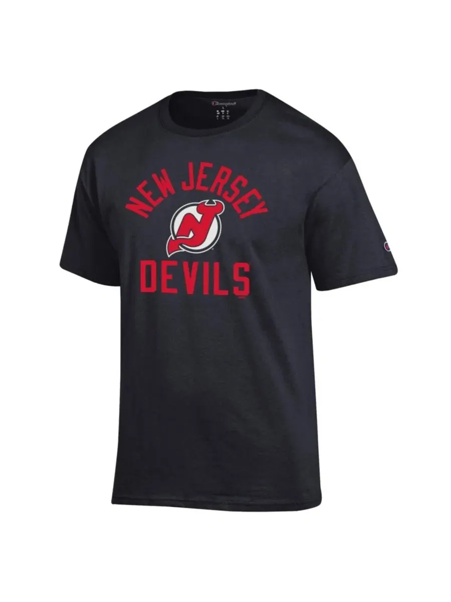 Футболка с длинным рукавом с принтом New Jersey Devils Primary Logo Champion — изображение 2 из 3, черный
