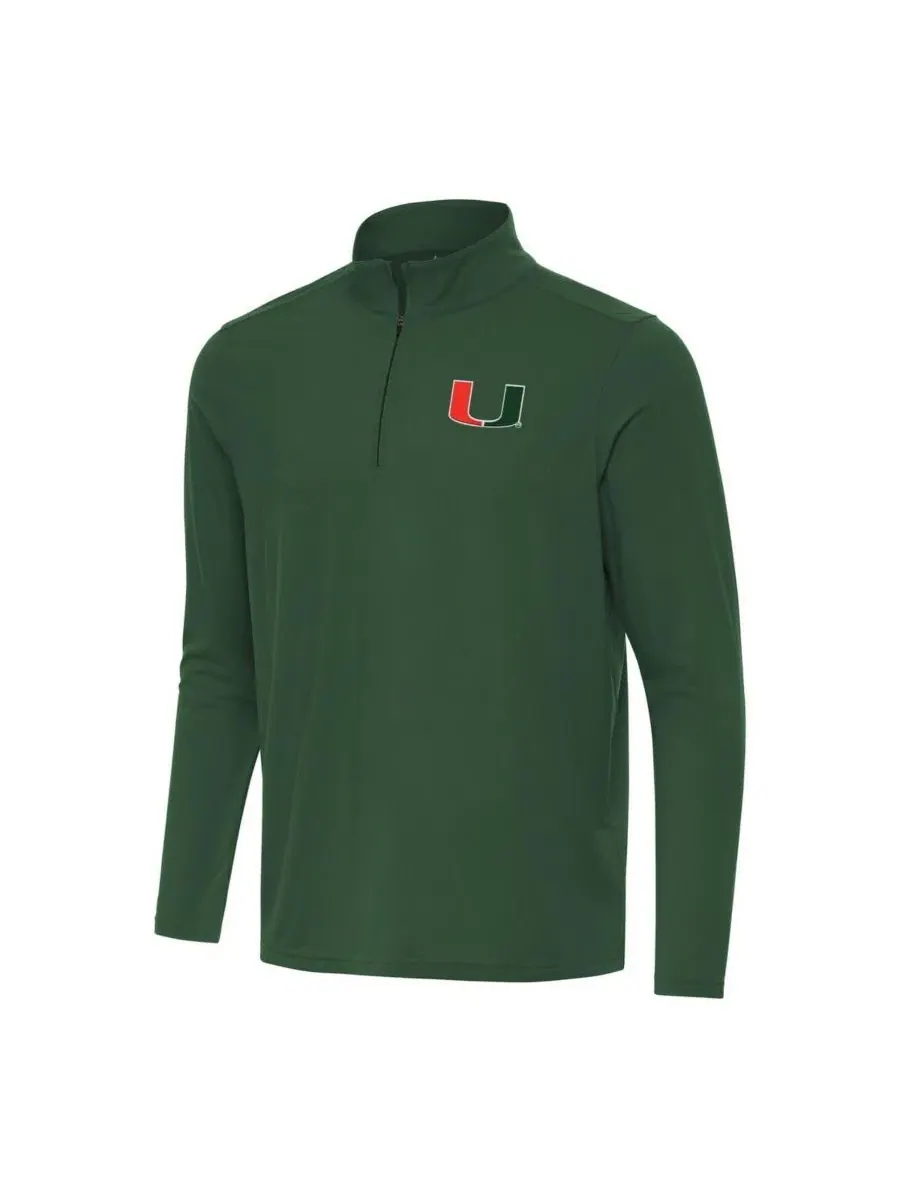 Толстовка с четверть-застежкой Antigua Miami Hurricanes Intent — изображение 1 из 1, зеленый