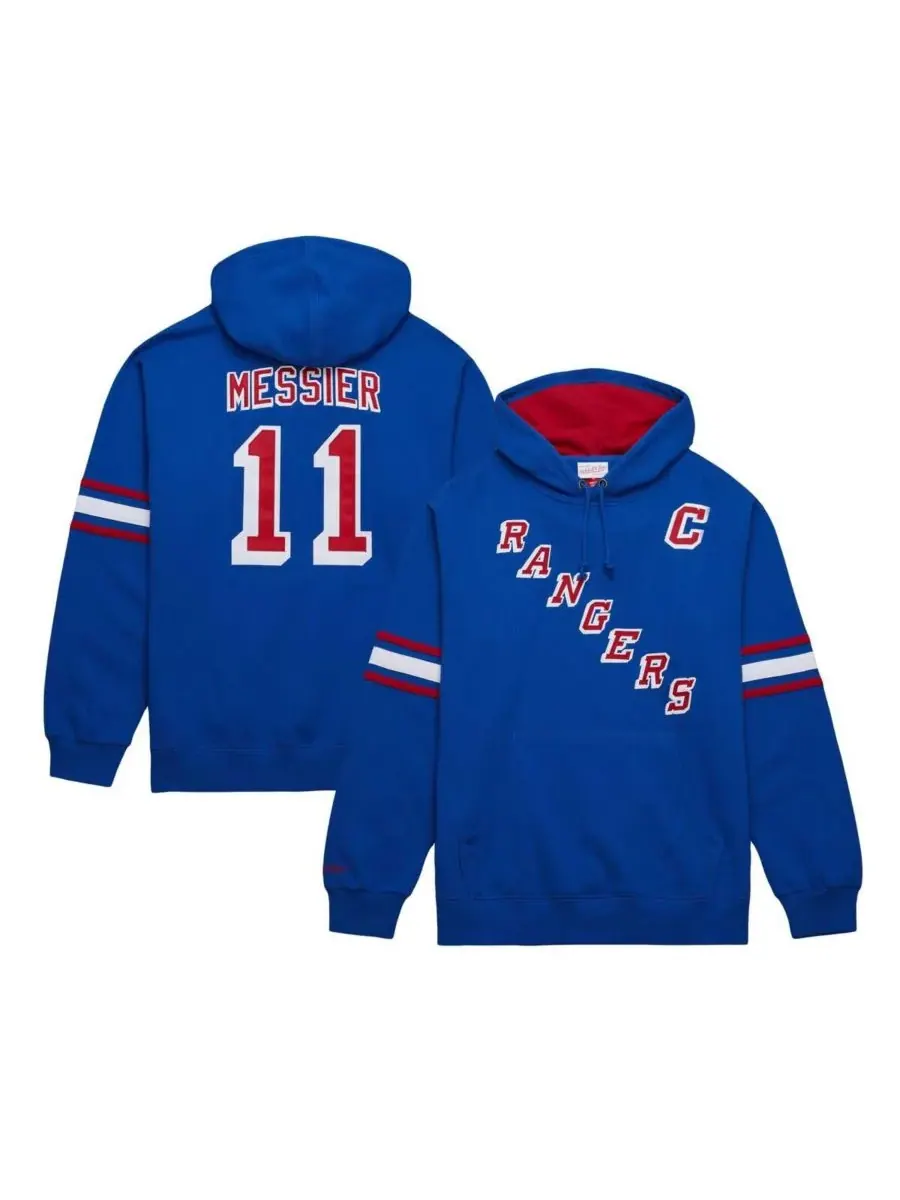 Mitchell & Ness Мужская толстовка с капюшоном Mark Messier Blue New York Rangers с именем и номером — изображение 1 из 4