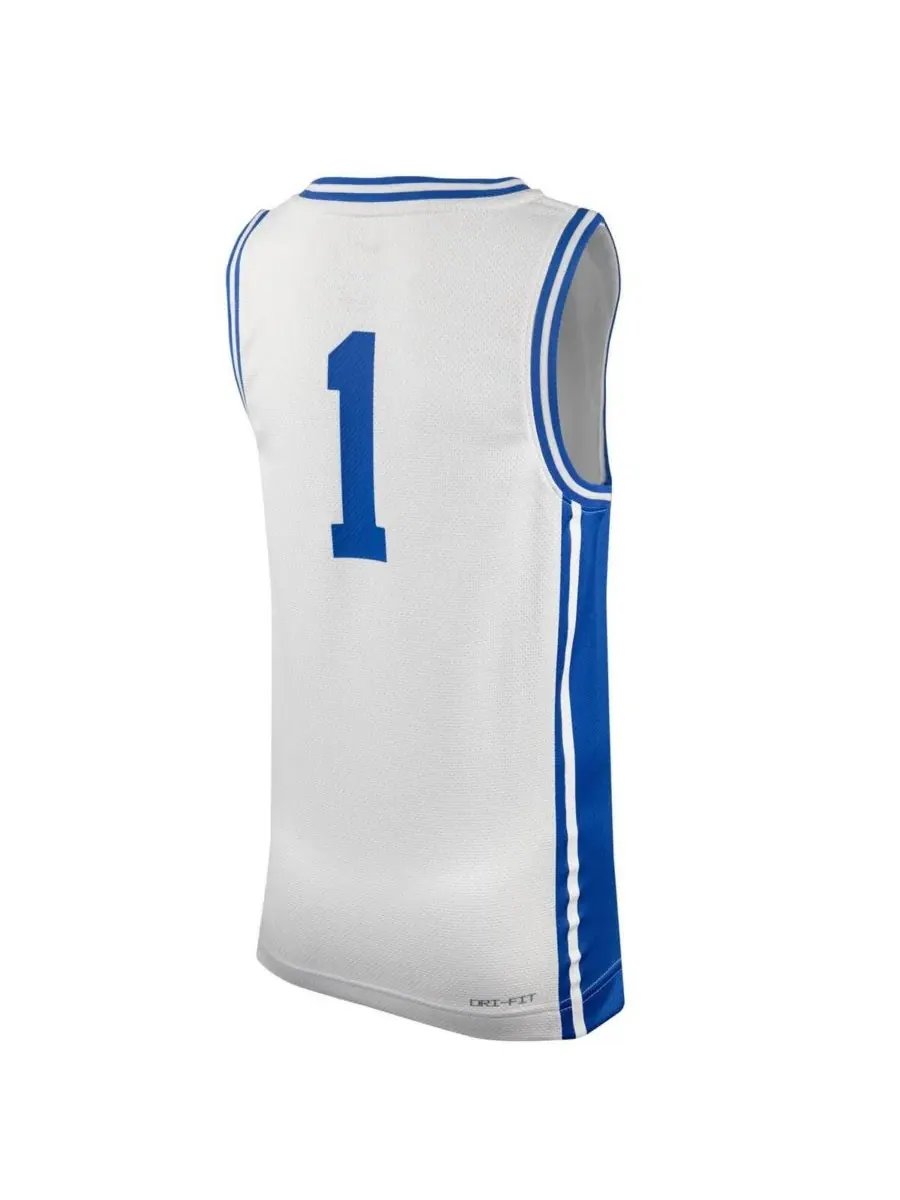 Nike Детская баскетбольная майка №1, белая, с символикой Duke Blue Devils, реплика — изображение 2 из 3, белый