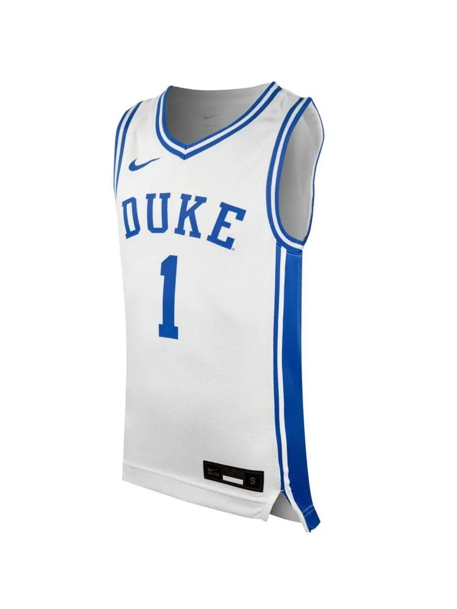 Nike Детская баскетбольная майка №1, белая, с символикой Duke Blue Devils, реплика — изображение 3 из 3, белый